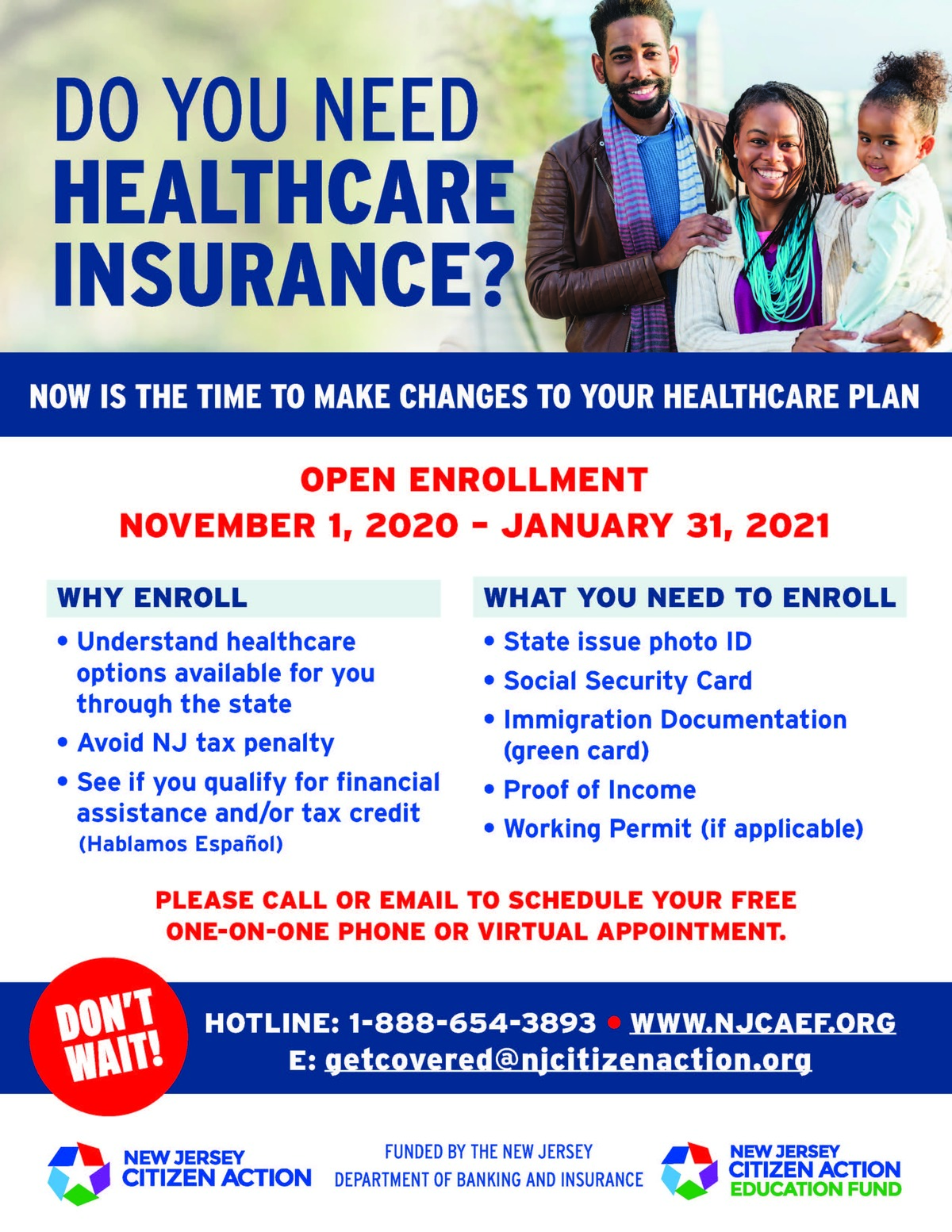ACA & NJ Health Exchange Open Enrollment Begins Nov. 1st PERSONAL